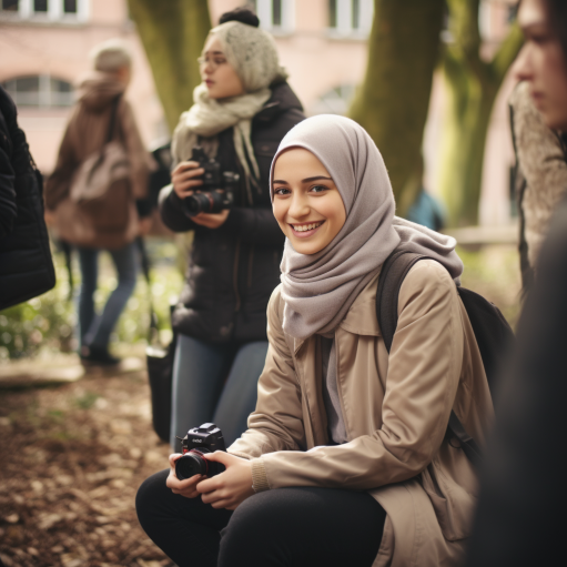 Fille Hijab Souriant Federation Jeunesse Musulmane Belgique